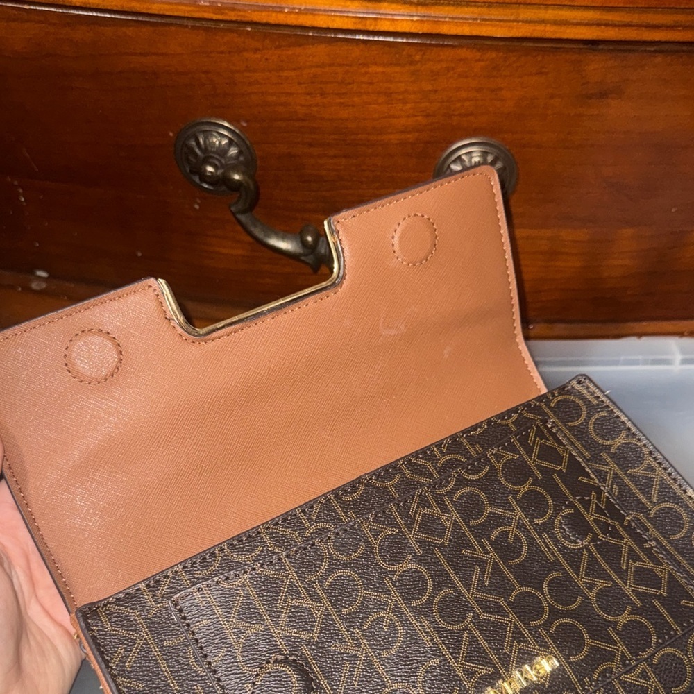 Calvin Klein Black and Gold Monogram Clutch - Picture 5 of 13